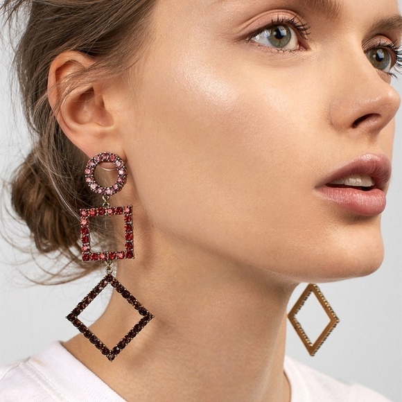 The Secret Pine Jewelry - *ALEFTHERIA* Red Geometric Design Fashion Earrings
